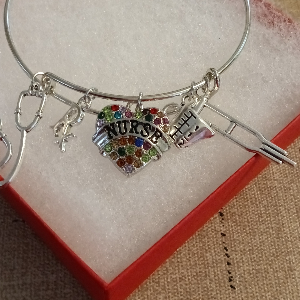 Multi color nurse charm bracelet
